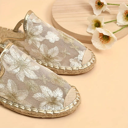 Vrouwen zomer kant bloem ademend platte zool Slip-Ons