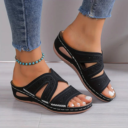 Leren sandalen in effen kleuren voor dames