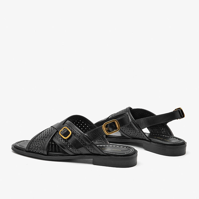 Geweven platte sandalen voor dames