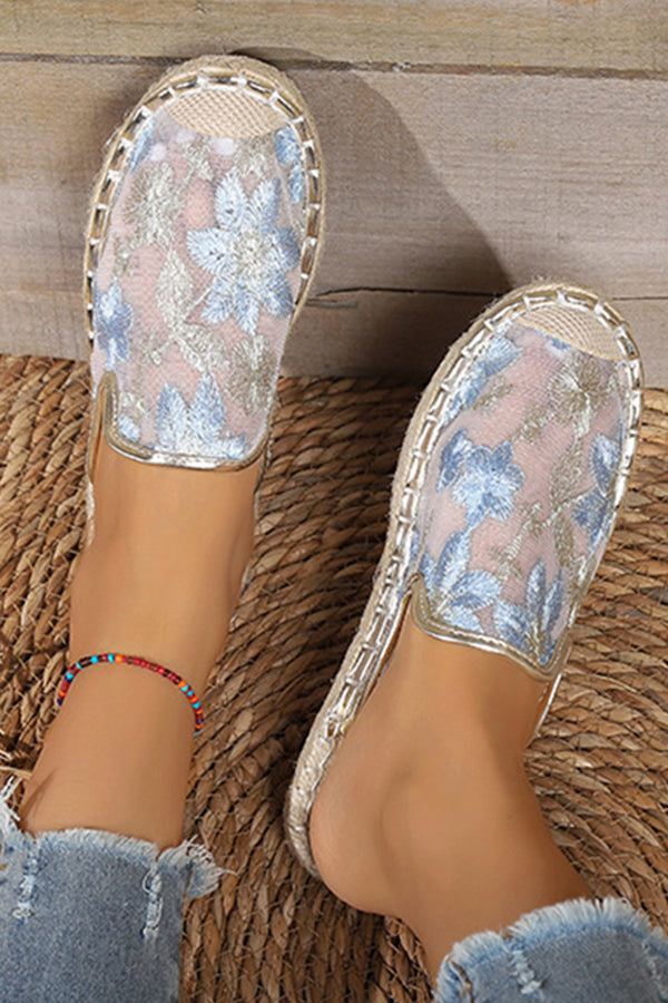 Vrouwen zomer kant bloem ademend platte zool Slip-Ons