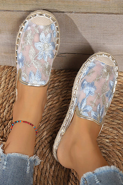 Vrouwen zomer kant bloem ademend platte zool Slip-Ons