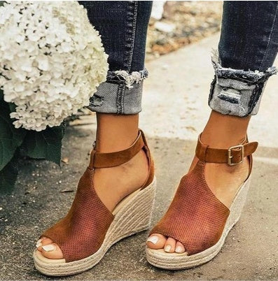 Open toe wedge comfy sandals