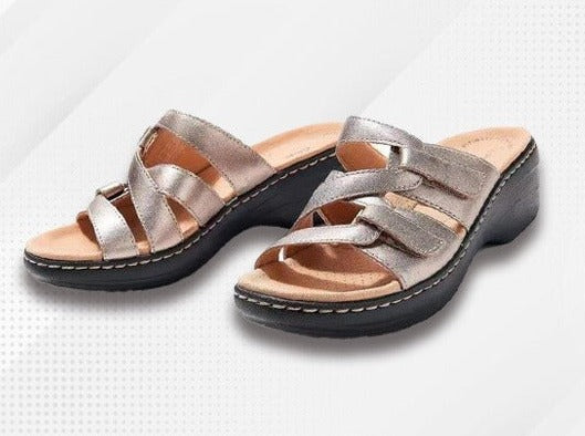 Sandalen met kruisband in twee kleuren