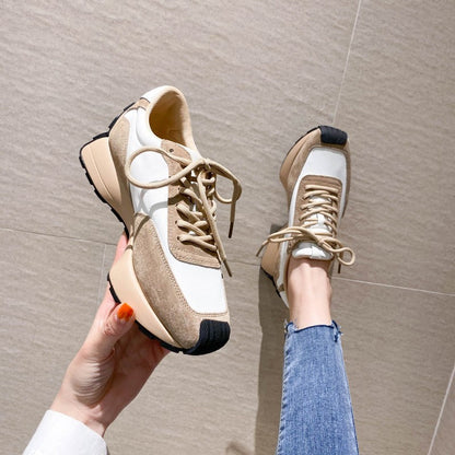 Chunky Sneakers Vrouwen Echt Leer Platform Schoenen