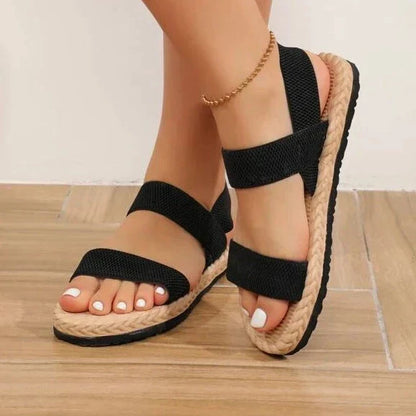 Open Toe Elastic Strap Slip On Slingback Shoes