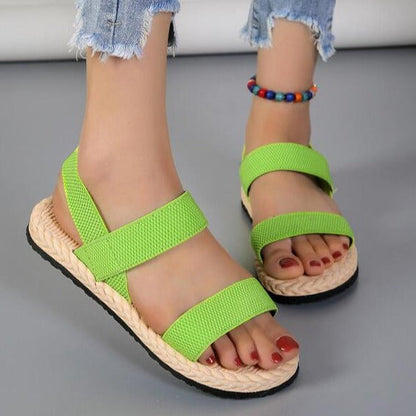 Open Toe Elastic Strap Slip On Slingback Shoes