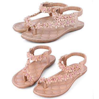 Vrouwen Vlakke Bloemen Roma Teenslippers Boho Sandalen