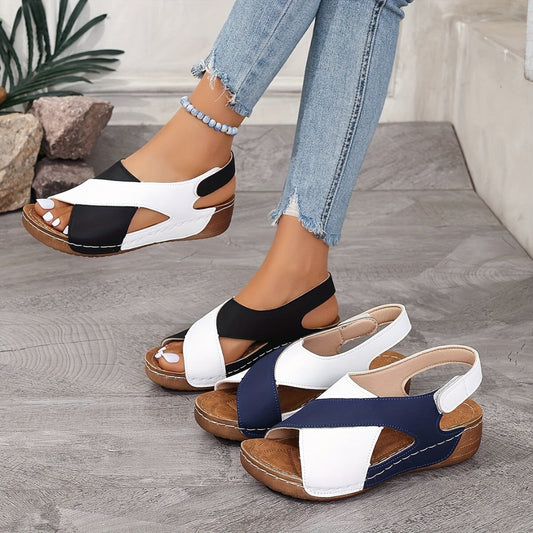 Sandalen met kruisband in twee kleuren