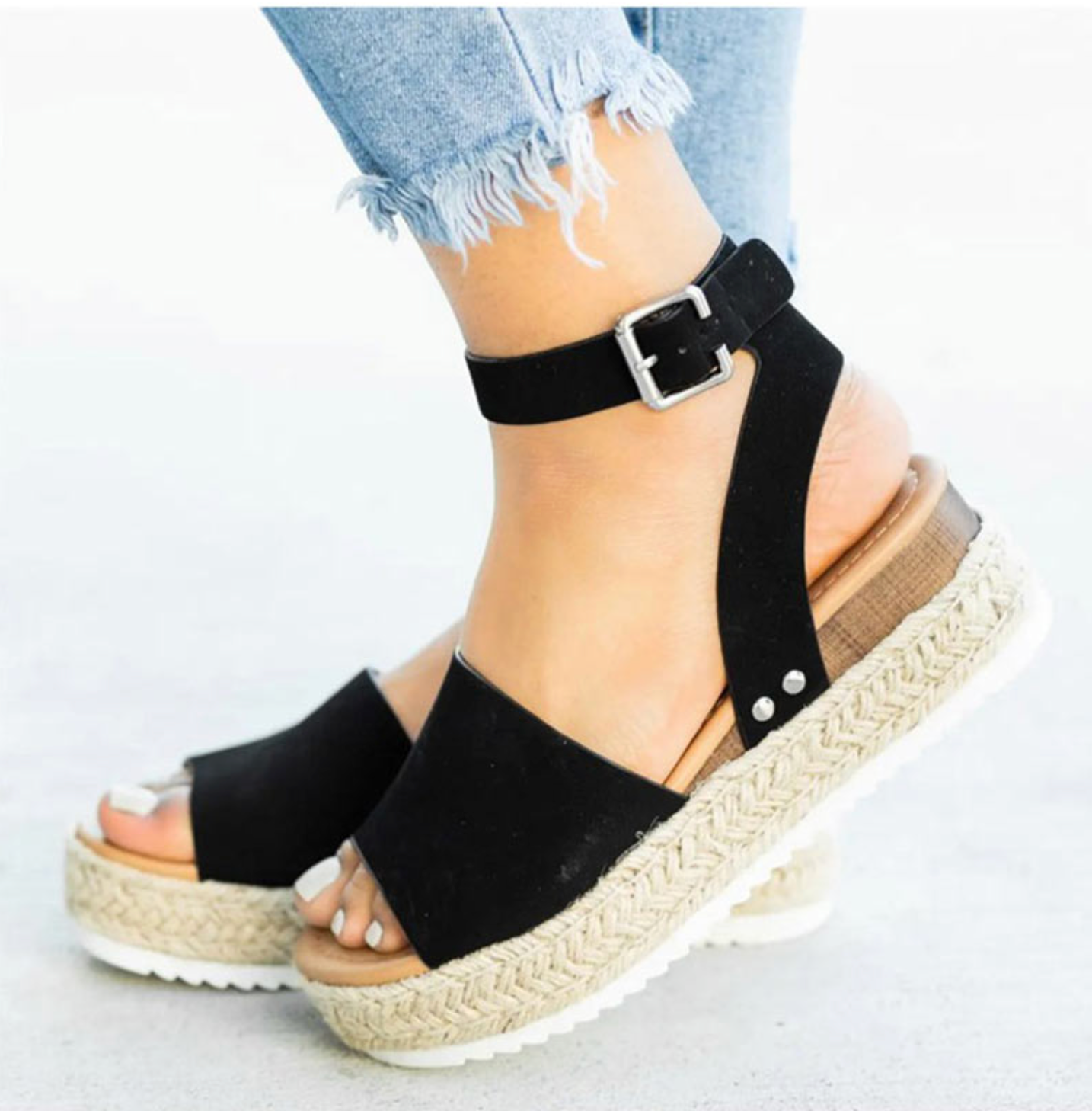 Dames sleehak platform enkelband sandalen