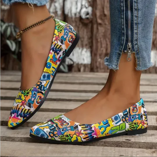 Damesschoenen met graffitiprint