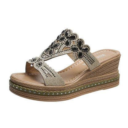 Fashion dames Boho zomer kristal slipper