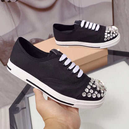 Ronde Teen Rubber Sole Lace schoen casual stijl Plain met sieraden