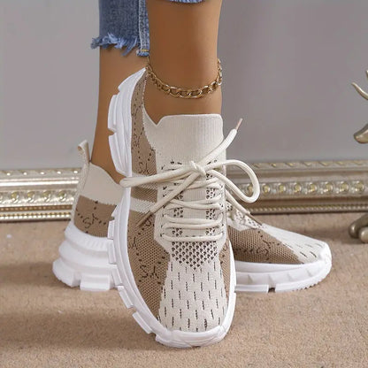 Vrouwen Letter Patroon Lace-up Fashion Chunky Sneakers