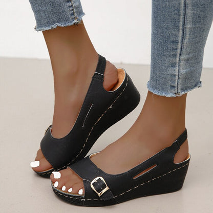 Womens Peep Toe Wedge Sandals