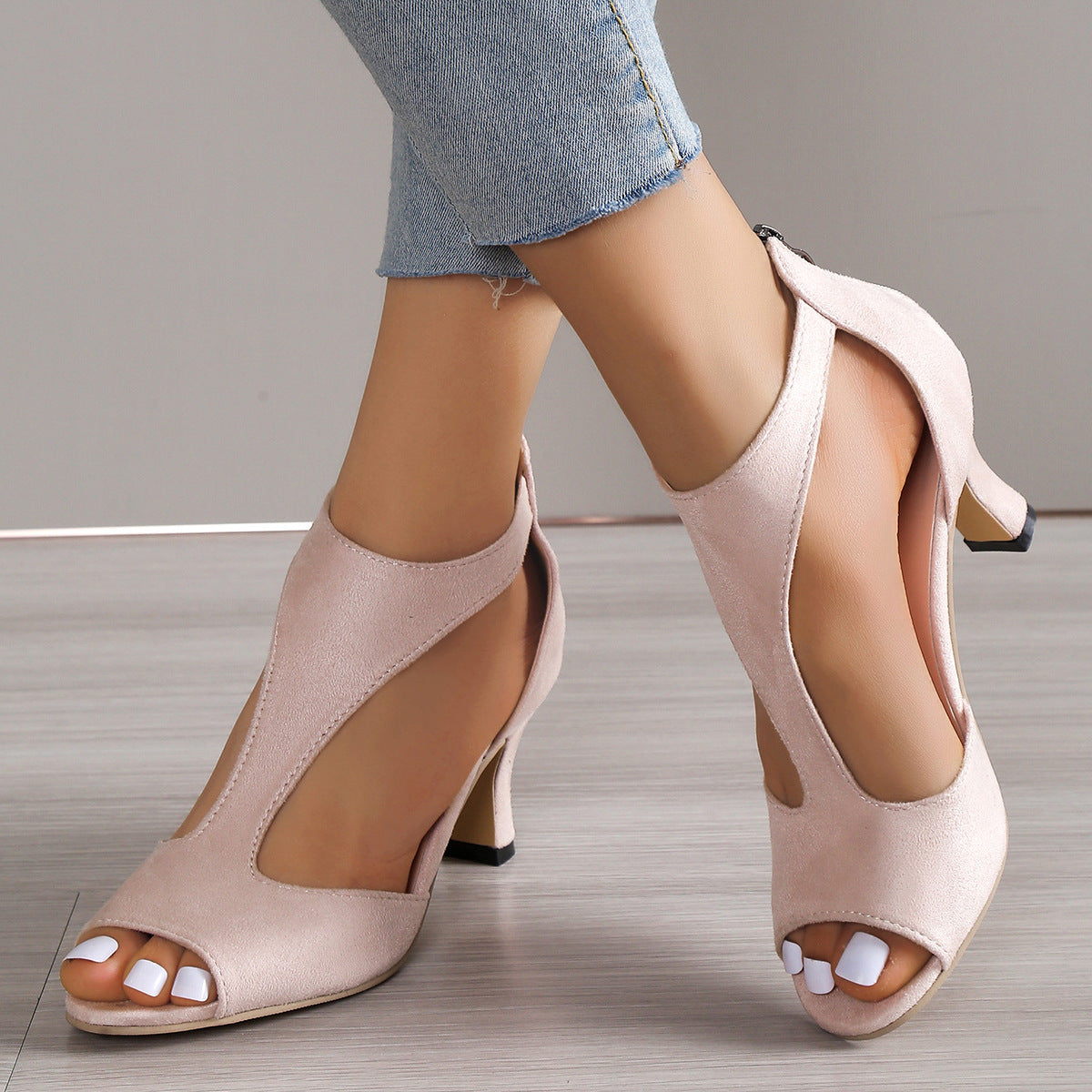 Womens Ankle Strap Open Toed Heels