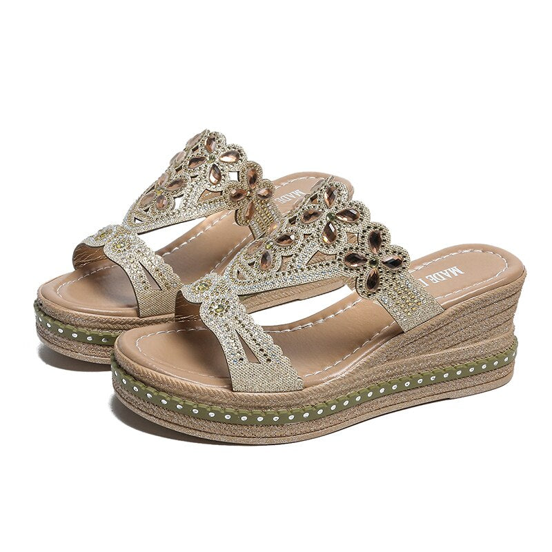 Fashion dames Boho zomer kristal slipper