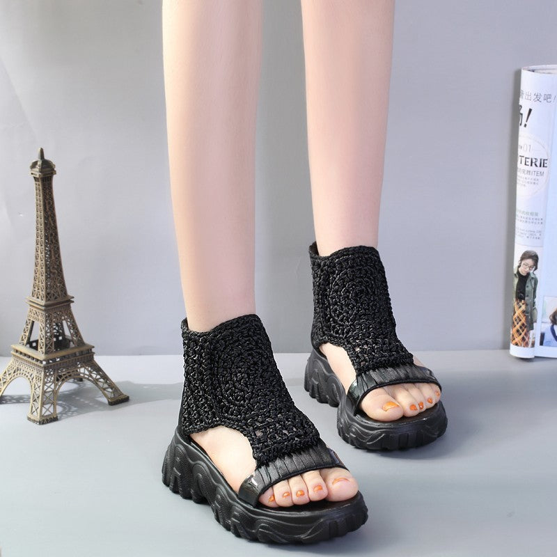 Mesh Platte Sandalen Holle Vrouwelijke Platform Schoenen