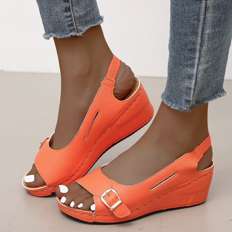 Womens Peep Toe Wedge Sandals