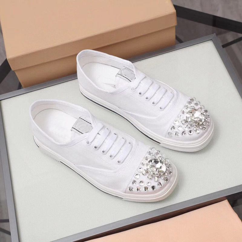 Ronde Teen Rubber Sole Lace schoen casual stijl Plain met sieraden