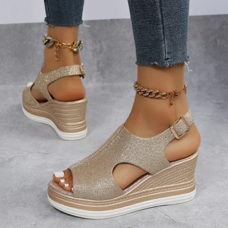 Vrouwen Wedge Goud Glitter