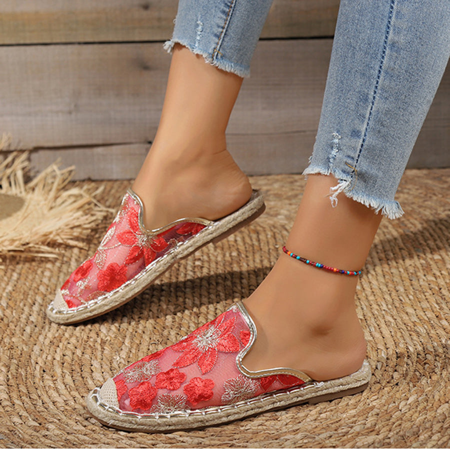 Vrouwen zomer kant bloem ademend platte zool Slip-Ons