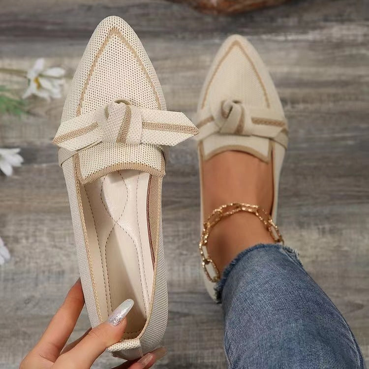 Fashion puntige Toe Bow platte schoenen