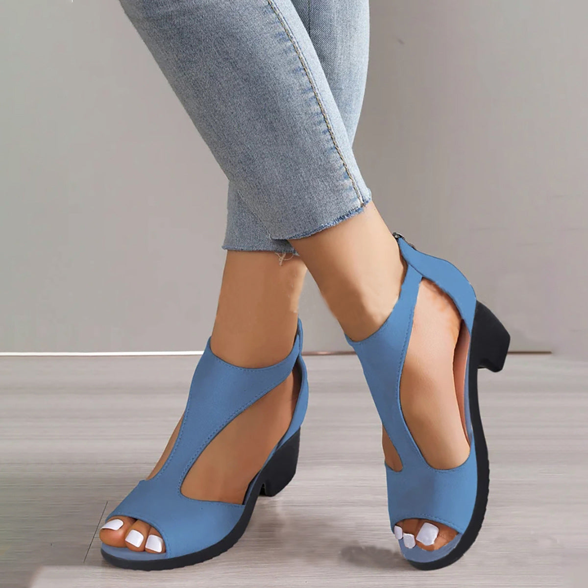 Womens Ankle Strap Open Toed Heels