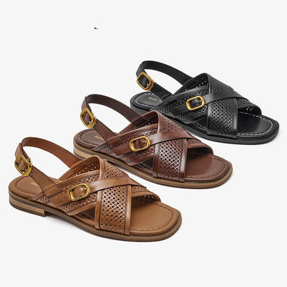 Geweven platte sandalen voor dames