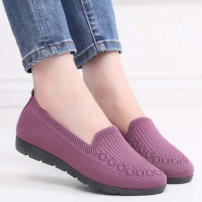 Gebreide Solid Colour Loafers, lichtgewicht anti-slip platte slipschoenen voor vrouwen