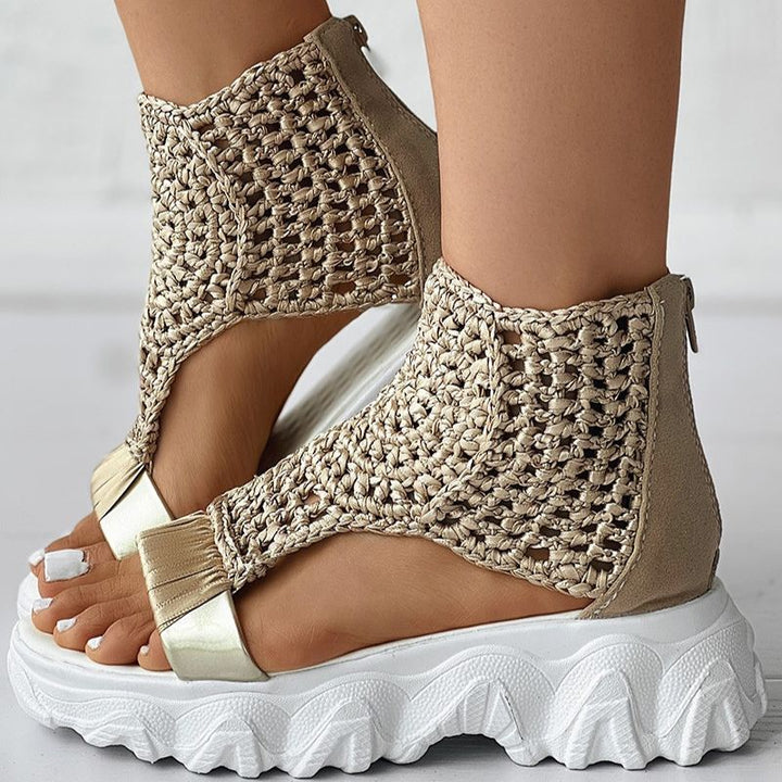 Mesh Platte Sandalen Holle Vrouwelijke Platform Schoenen