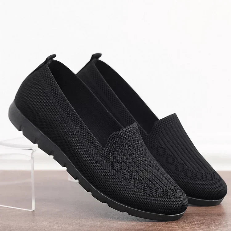 Gebreide Solid Colour Loafers, lichtgewicht anti-slip platte slipschoenen voor vrouwen