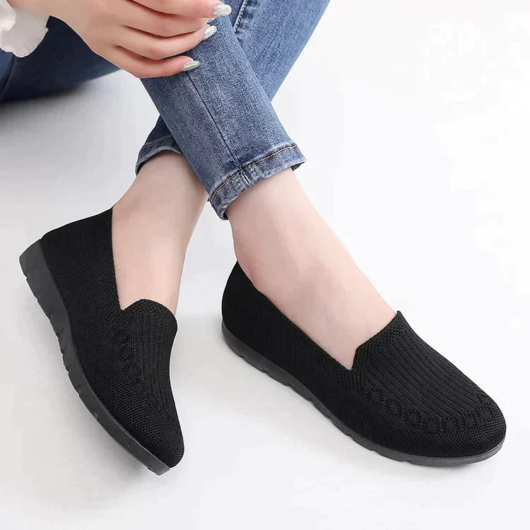 Gebreide Solid Colour Loafers, lichtgewicht anti-slip platte slipschoenen voor vrouwen