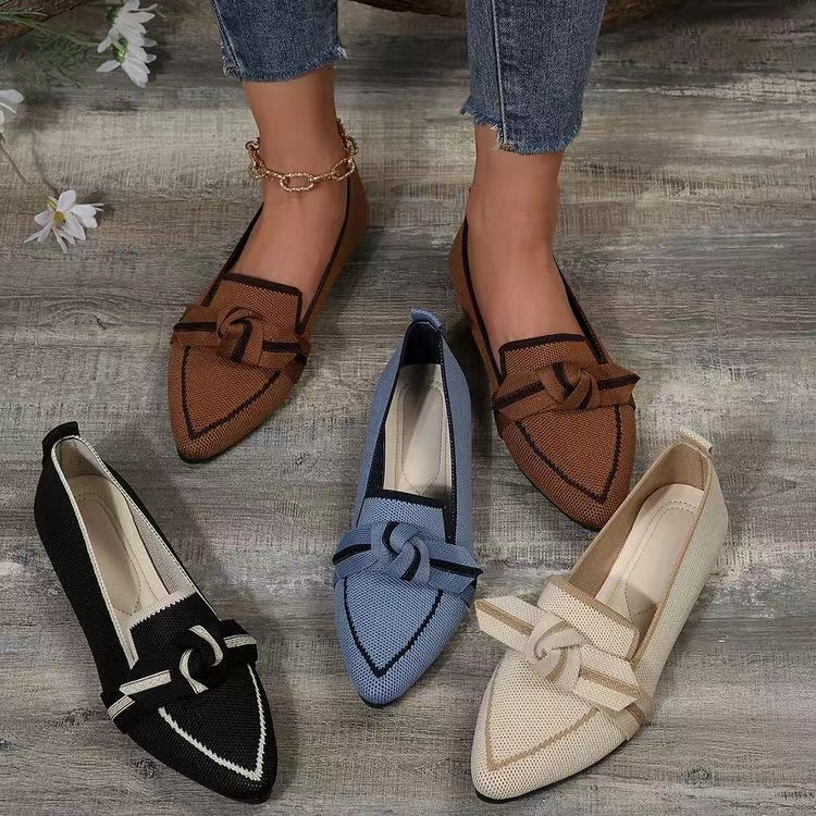 Fashion puntige Toe Bow platte schoenen