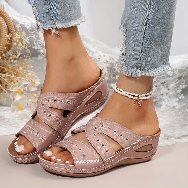 Leren sandalen in effen kleuren voor dames