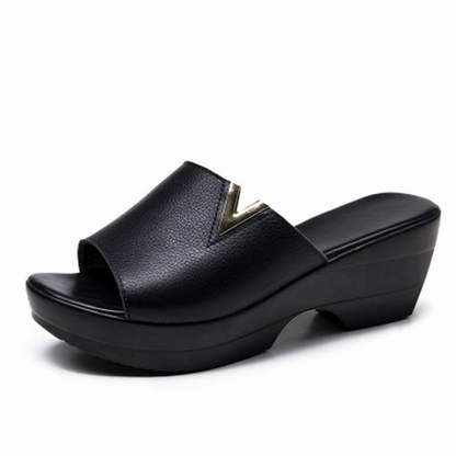 Dames Slip-on Sandalen met Middelhoge Hak