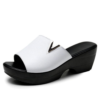 Dames Slip-on Sandalen met Middelhoge Hak