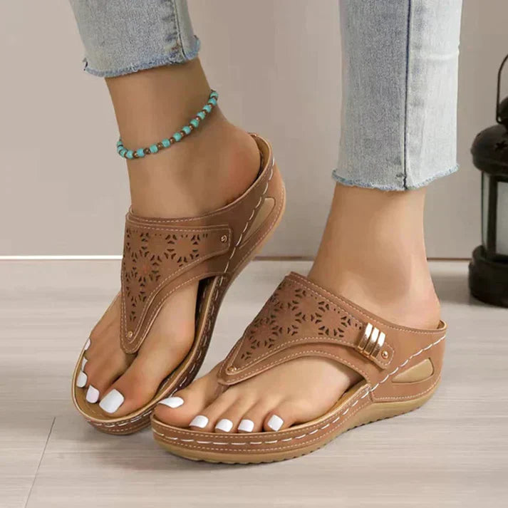 Premium sandalen van synthetisch leer met voetsteun, orthopedisch voor dames