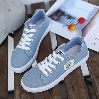 Dames Denim Platte Sneakers