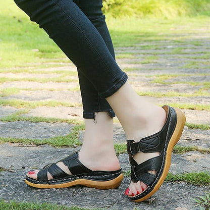 Leren sandalen met zachte zolen