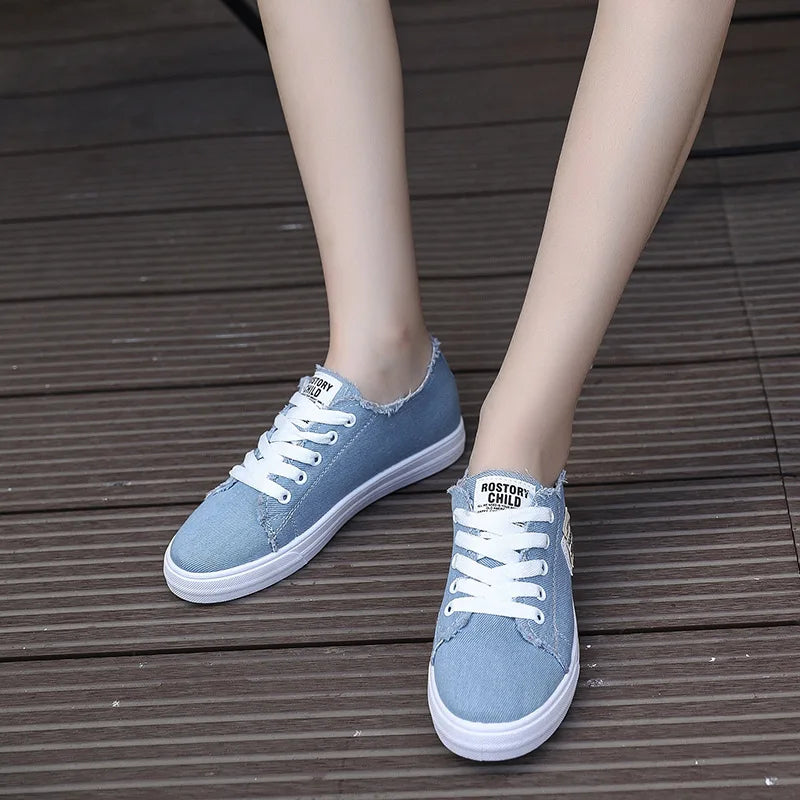 Dames Denim Platte Sneakers