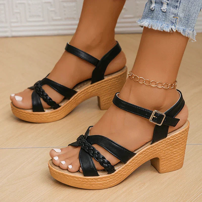 Dames enkelbandje platform schoenen maat casual open teen hoge blokhak sandalen