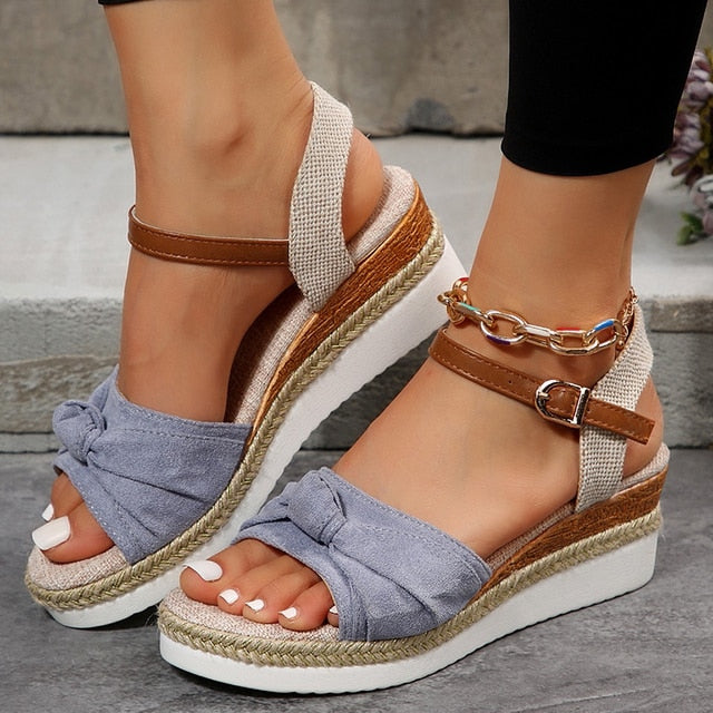 Vrouwen Bow Wedge Zomersandalen