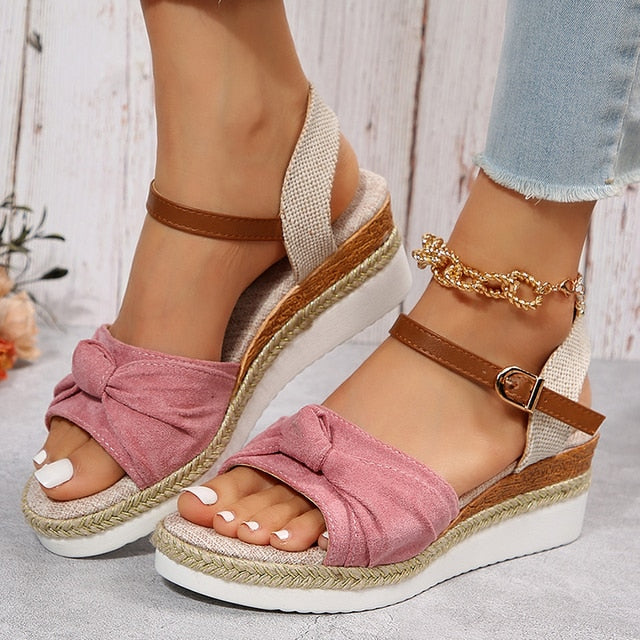 Vrouwen Bow Wedge Zomersandalen