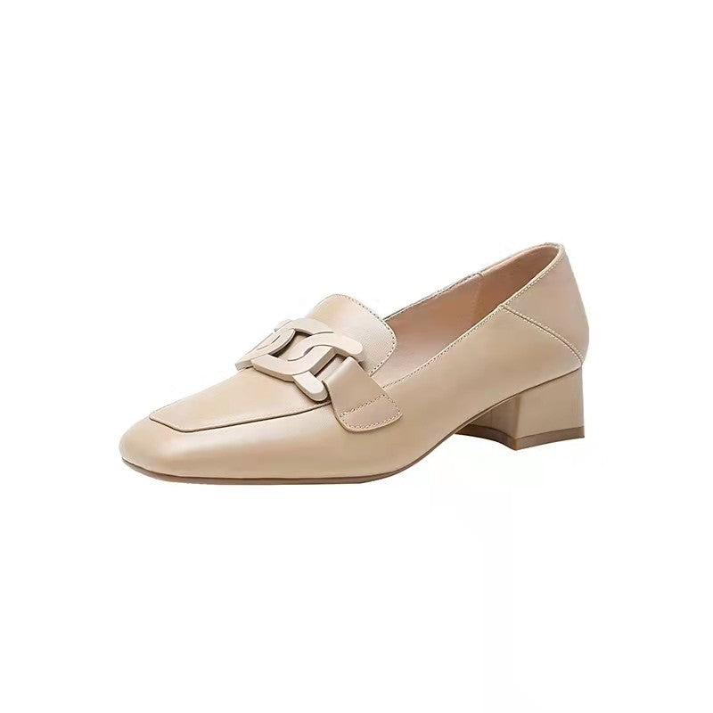 Vrouwen Vierkante Teen Lage Hakken College Schoenen Slip On