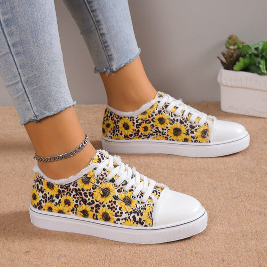 Sunflower Leopard Print Canvas Slip-On Sneakers