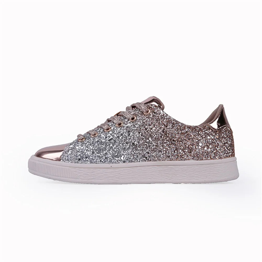 Dames Zilveren Glitter Slip-On Sneakers