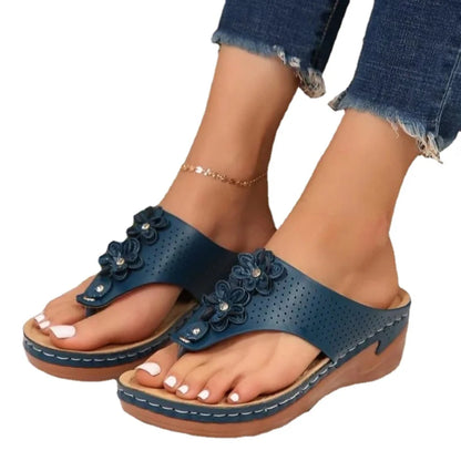 Vrouwen met steunzolen Casual Summer Solid Wide Navy Sandalen