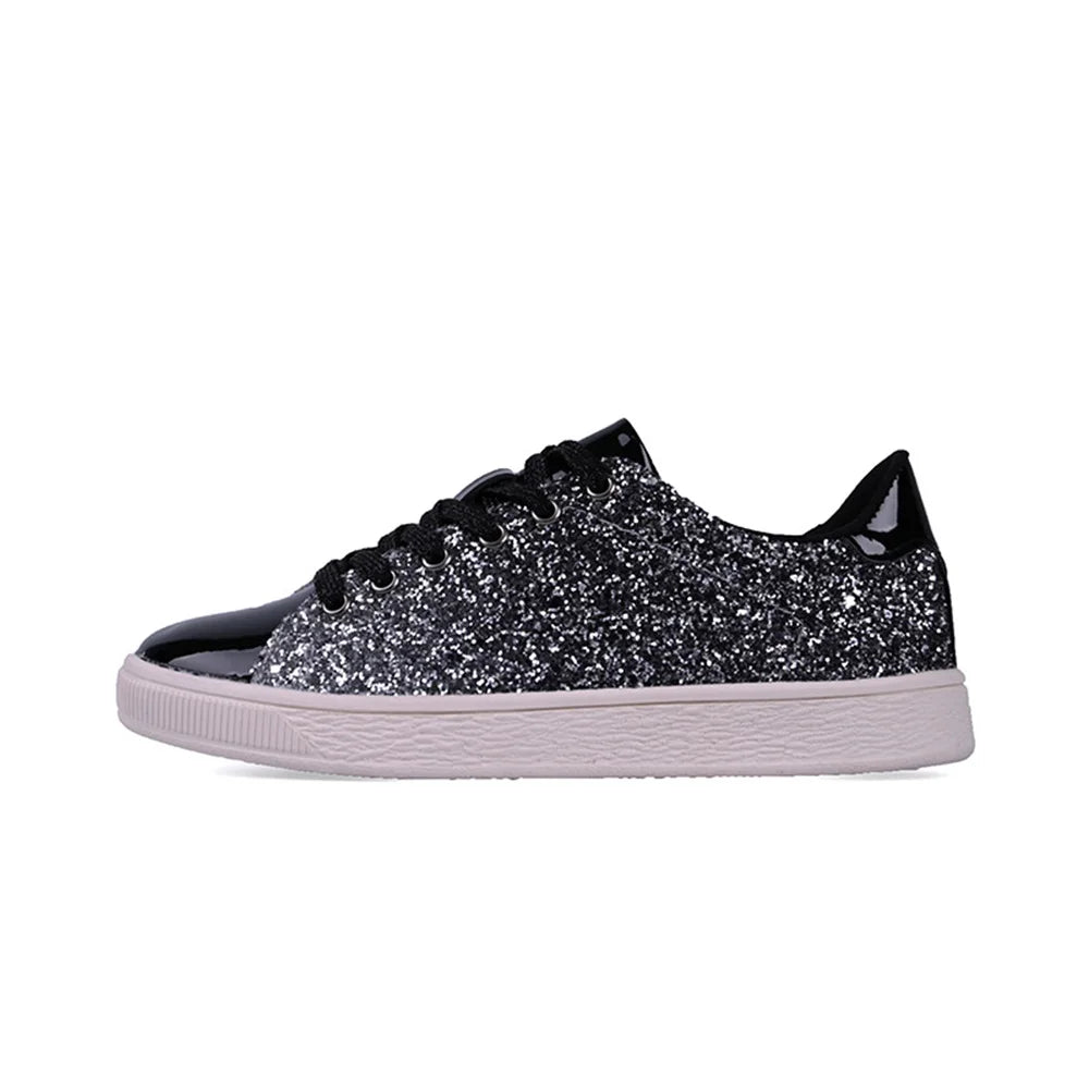 Dames Zilveren Glitter Slip-On Sneakers