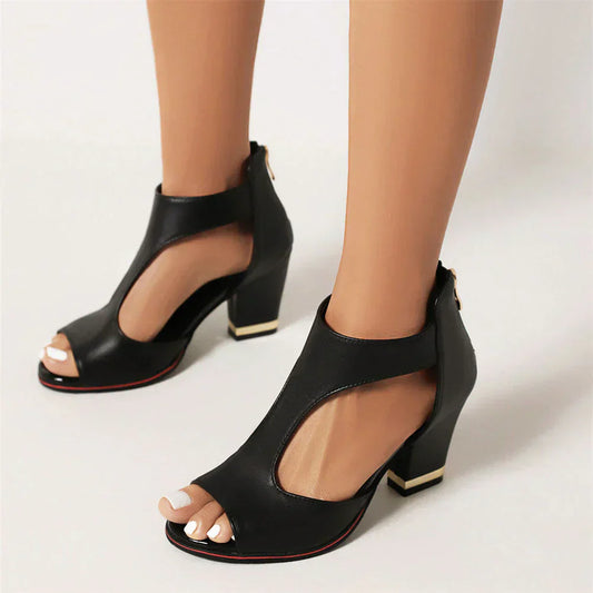 Peep Toe Cropped Hoge Hakken