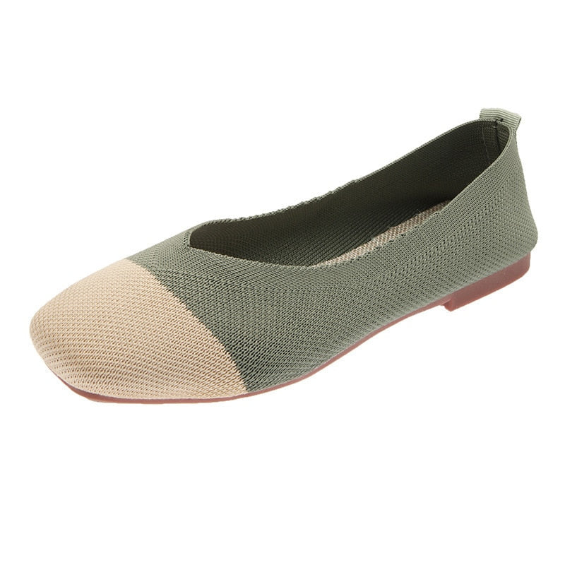 Vrouwen Flats Mesh Ballet Square Toe Slip-On Loafers Ademende Flats